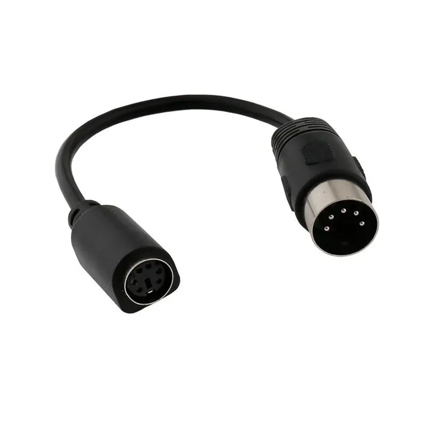 Black DIN5 pin to MD6 hole small head PS2 keyboard and mouse adapter cable MIDI5P male and female MD6P signal cable