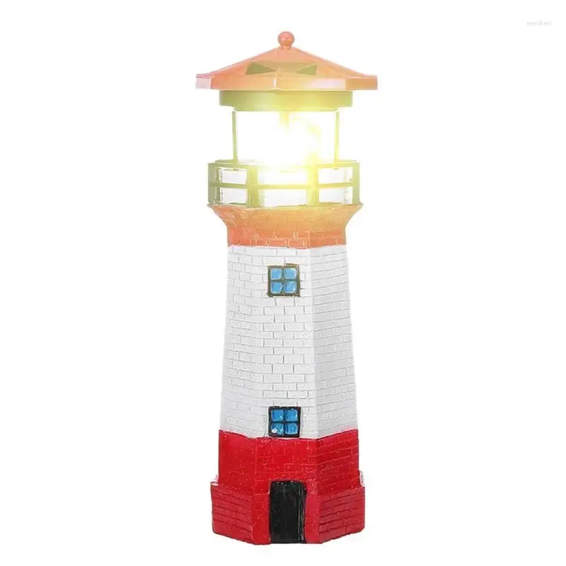 Decorações de jardim farol estátua forma solar led luz rotativa lâmpada ao ar livre guia à prova dwaterproof água decoração paisagem