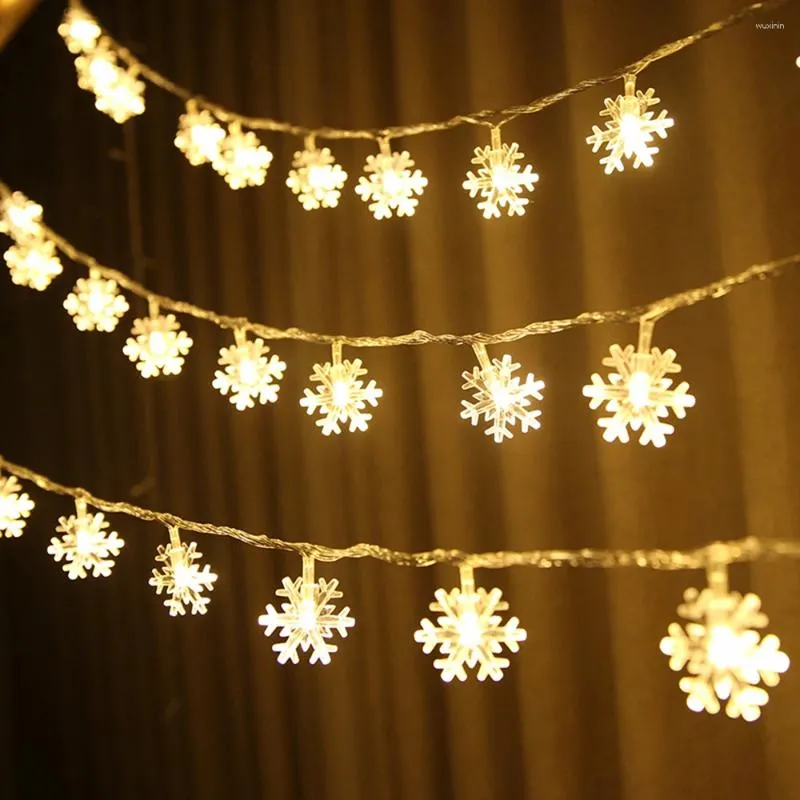 Рождественские украшения 2024 6 м светодиодные гирлянды в виде снежинок без батареи Снежная фея гирлянда украшение для елочного годичного украшения