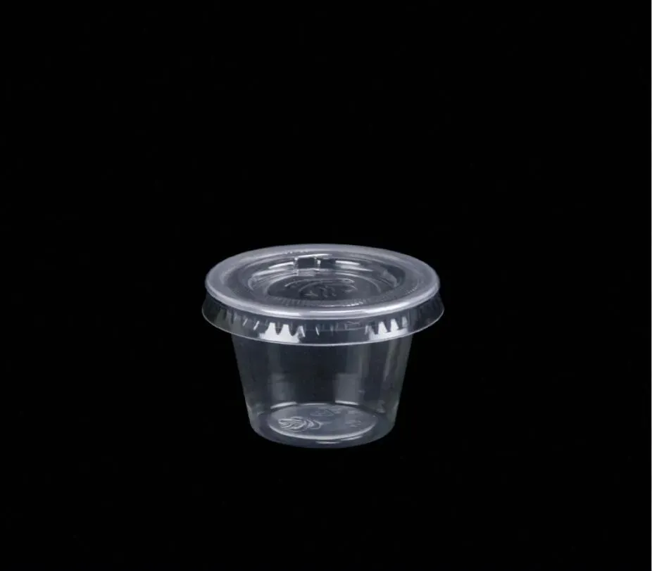 Disposable Plastic Portion Cups Souffle Cup with Lids Condiment Cup, Jello Shot 1oz 1.5oz 2oz 4oz