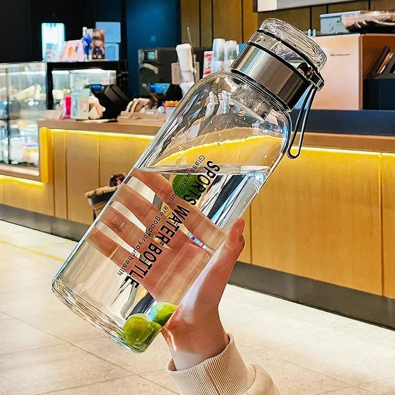 Water Bottles Sports Glass Bottle 2L Capacity Free Cup Cover (with Shoulder Strap) Portable Leak-proof Drinking Stainless Steel Lid