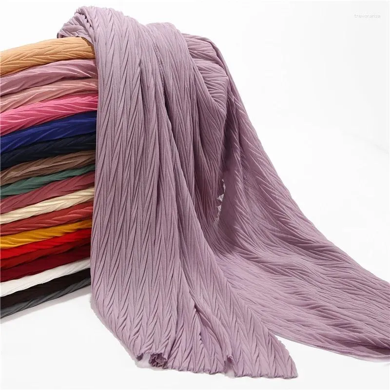 Шарфы Жемчужно-шифоновый платок со складками Монохромный шелковый шарф в виде листьев