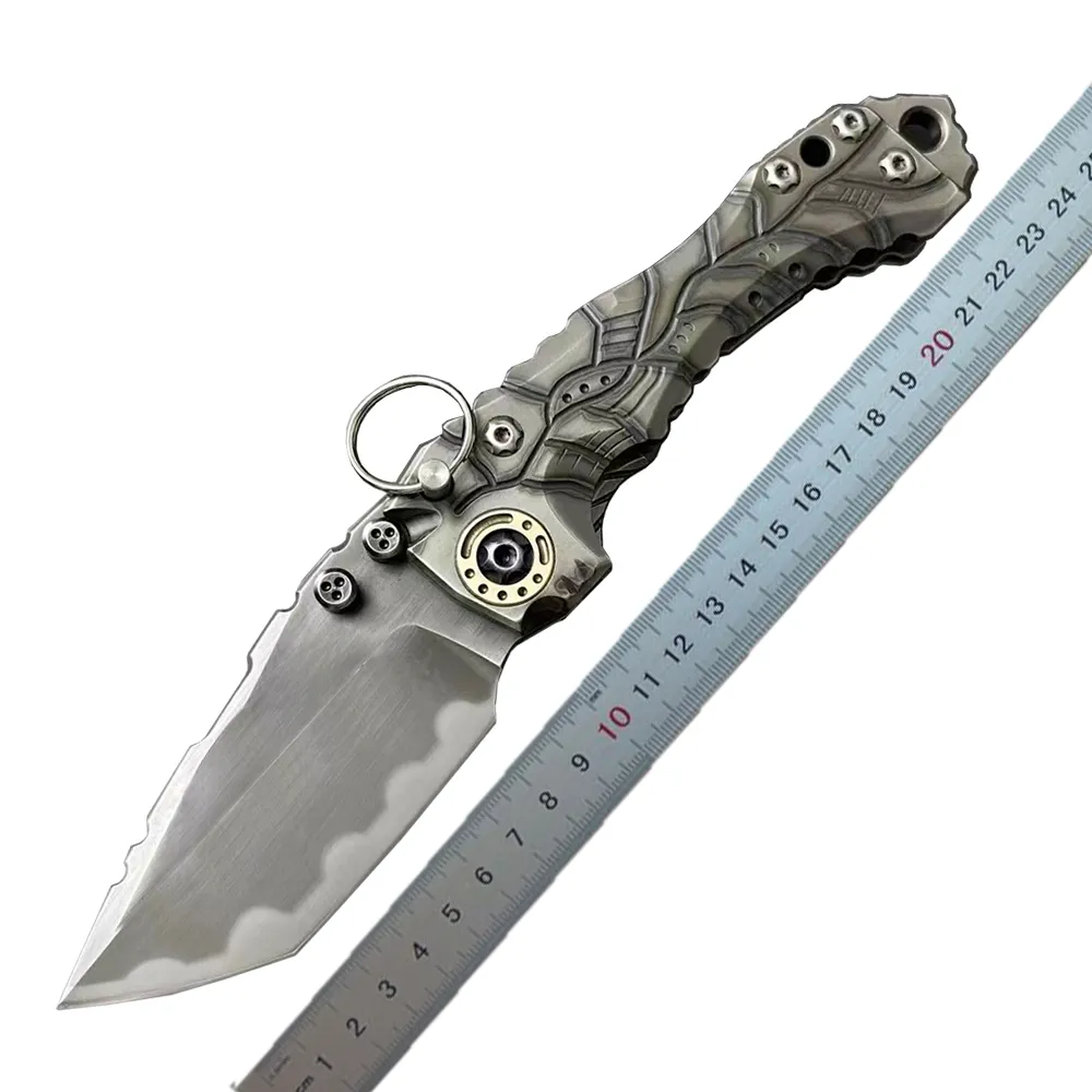 1PCS haut de gamme MBB T1 Strong Tactical Pliant Couteau z-wear Titanium Rebatium Stone Wash Blade CNC TC4 Titanium Alloy Gandage Growe Survival Dossier Couteaux avec boîte de vente au détail