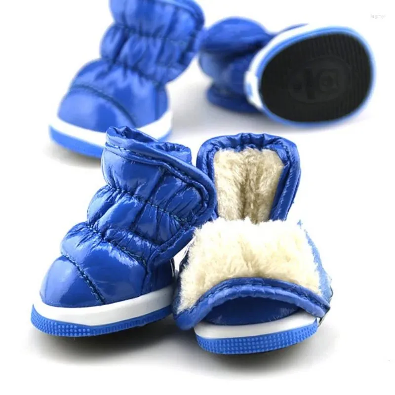Odzież dla psów 4PC/zestaw zimowe ciepłe buty wodoodporne buty anty-szkielki dla małych średnich psów koty szczeniaki chihuahua York Teddy Rain Boties