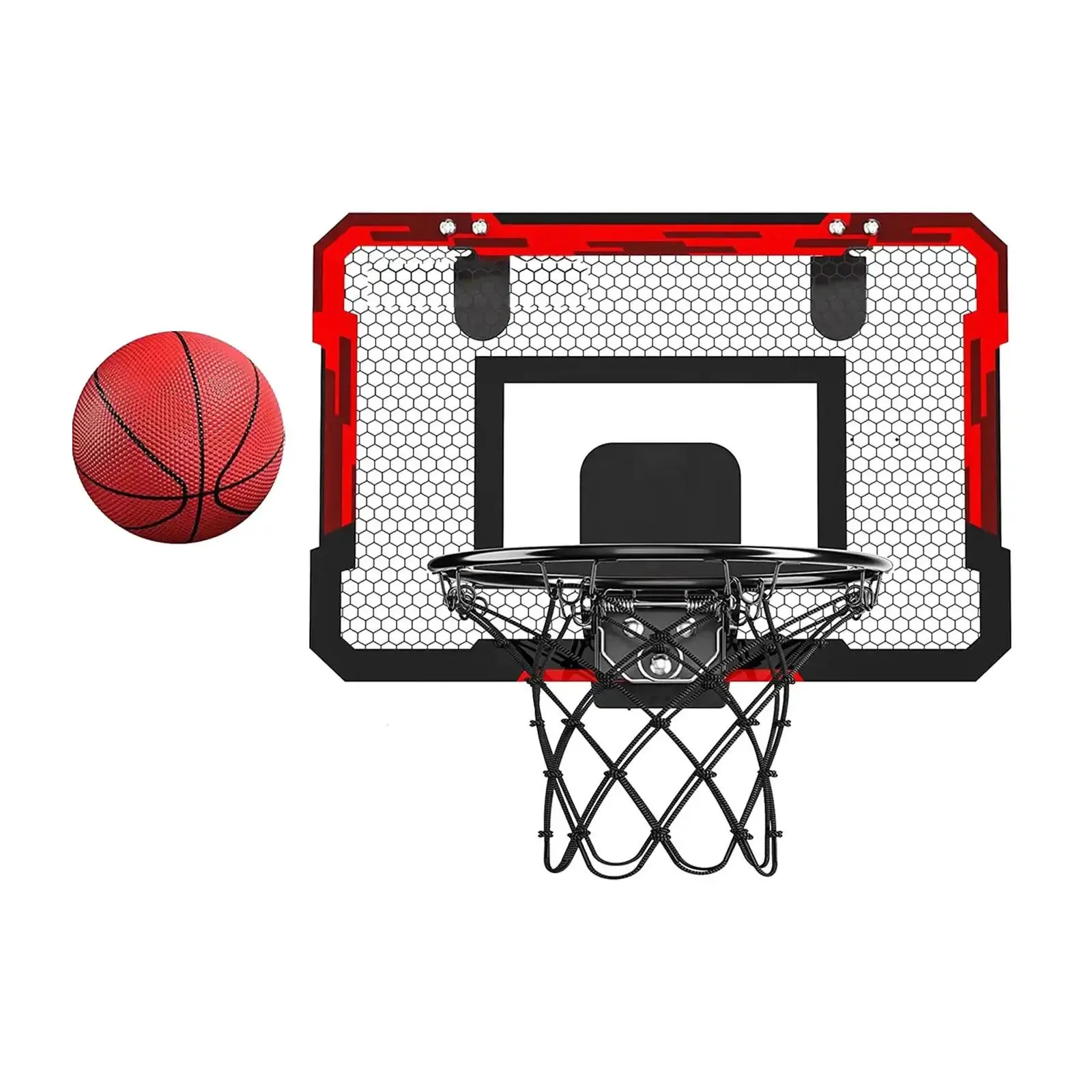 GYMAX Mini Basketball Hoop Set - Door Mounted, 18x12 Inch Backboard, Includes Basketball & Pump, For Kids & Adults