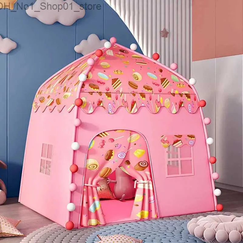 Zabawne namioty namiot dziecięcy Baby Princess Playhouse Super duży pokój pełzanie wewnętrznego namiotu na zewnątrz zamek księżniczki Living Game Q231220