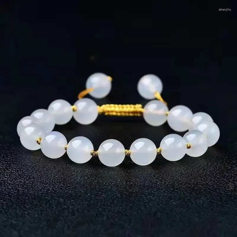 Strand 8mm/10mm Fashion Crystal Adjustable Bracelets Luxury Women's Jade Charm Pendant Bead String Bracelet Wedding Party Jewelry