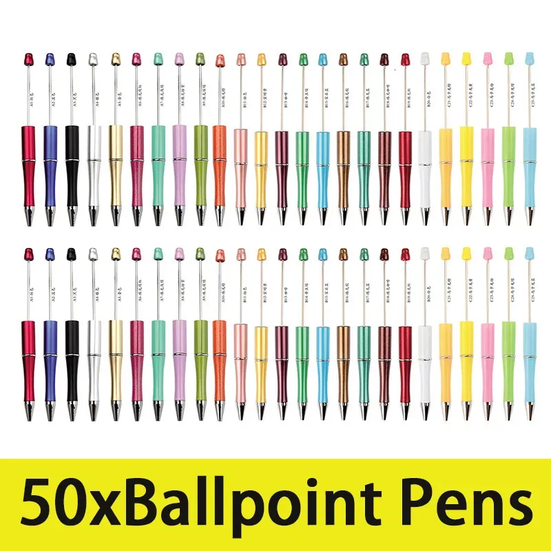 50 pezzi di plastica con perline penna con perline penna a sfera penna a sfera per studenti materiale scolastico per ufficio colori misti perline penne 231220