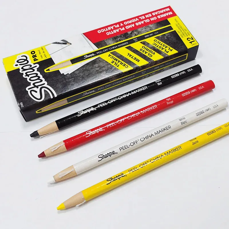 Crayon 6PCS Sharpie Pencil Peeloff China Color Pencilsマーカーペーパーロールマークメタルガラス231219
