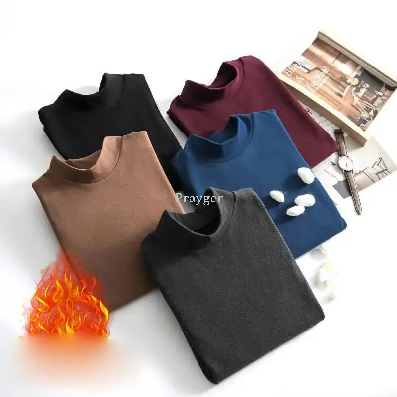 Men's Thermal Underwear Thermal Clothing Men Underwear Winter Warmer Body Tops High Neck Long Sleeves 231220