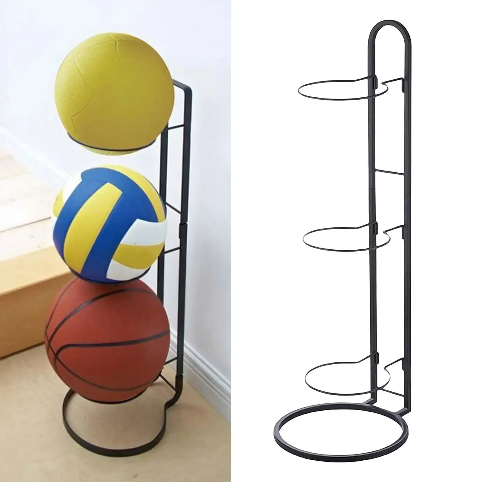 Metal futebol basquete display rack de armazenamento prateleira suporte bolas titular 231220