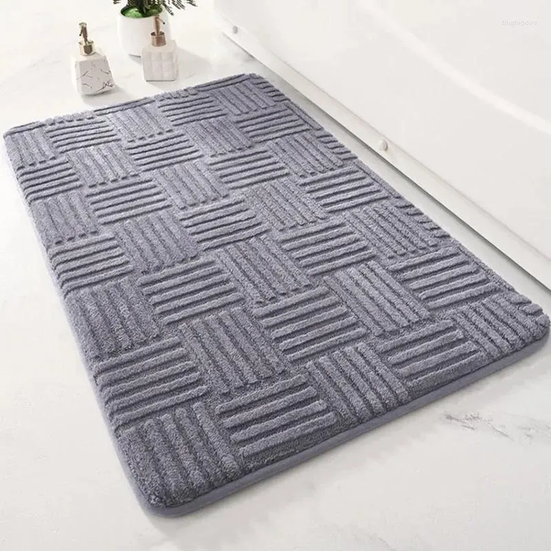 Tapis Tapis de bain en mousse à mémoire de forme de couleur unie, tapis à absorption d'eau rapide, super doux et confortable, tapis de salle de bain pour enfants, tapis de porte d'entrée de sécurité