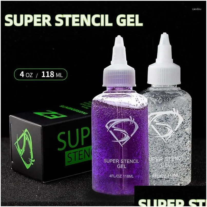 Tattoo Inks Super Stencilgel Equipment Transfer Paper Gel Ez Oil 4Oz Purple Transparent 118Ml/Bottle Drop Delivery Health Beauty Tatto Dhs4I