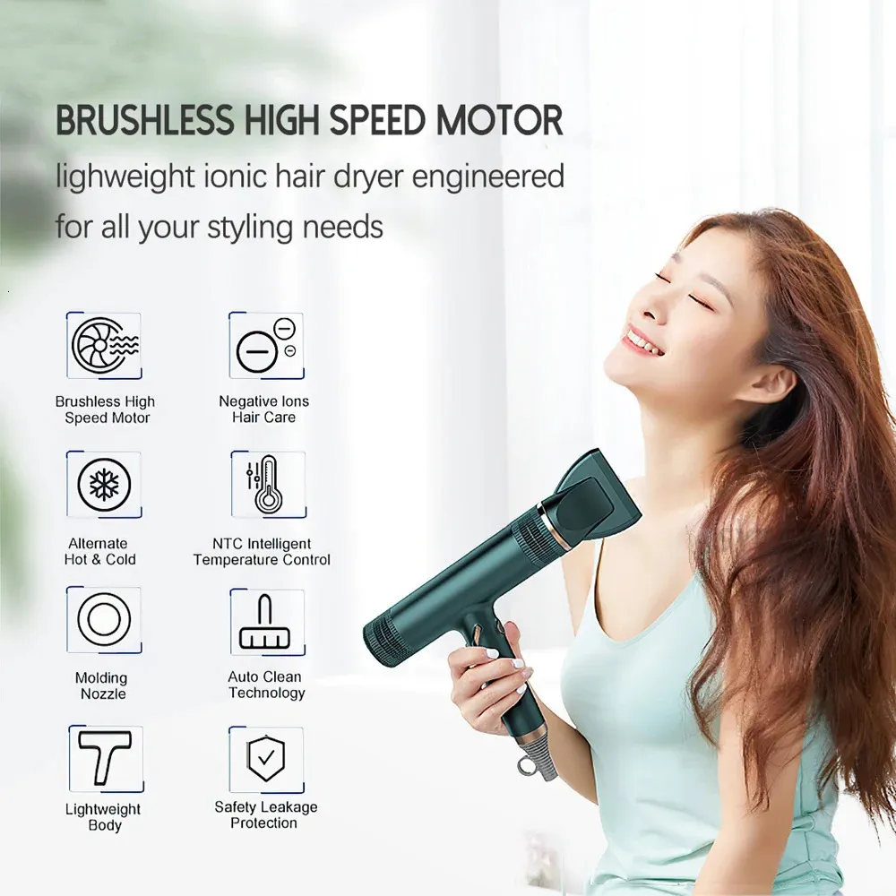 Professionell hårtork Strong Power Barber Salon Styling Tools Cold Wind Borstless Motor Low Noise Hushåll 231220