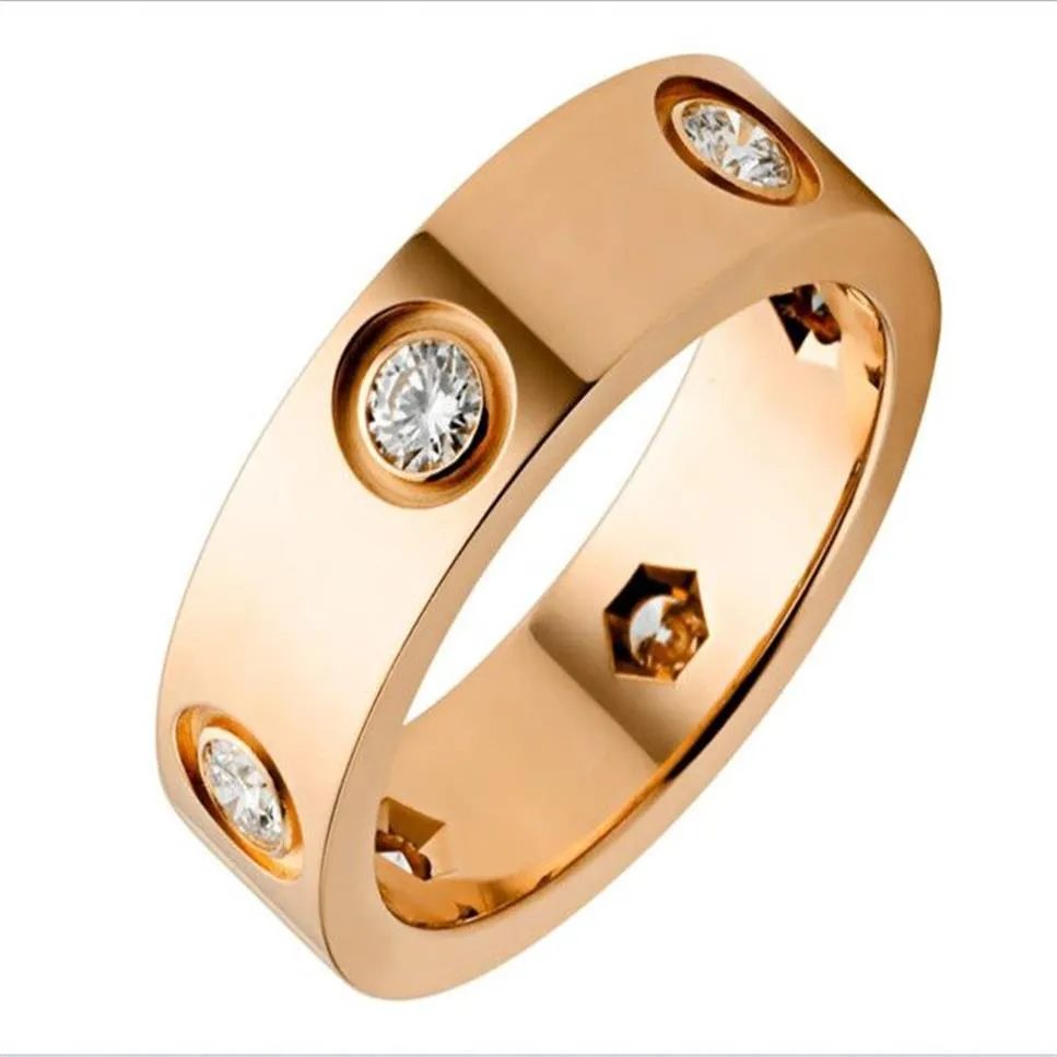 Anel de amor prateado ouro promessa Design diamantes sem parafuso feminino masculino aço inoxidável designer de luxo anéis de sinalizador de casamento chri243b
