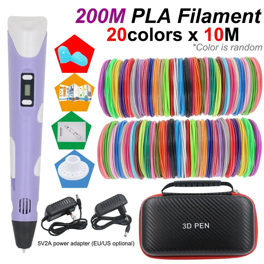 Stylo d'impression 3D pour enfants dessin avec écran LCD avec 175mm PLA Filament jouets pour enfants noël anniversaire bricolage cadeau 231219