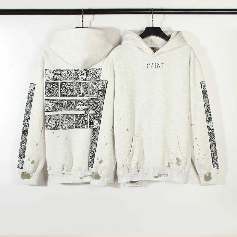 Man och kvinnoälskare hiphop Förstör gammal förstör vindtryck avslappnad sport hoodie hoodie trend kaneyees designer