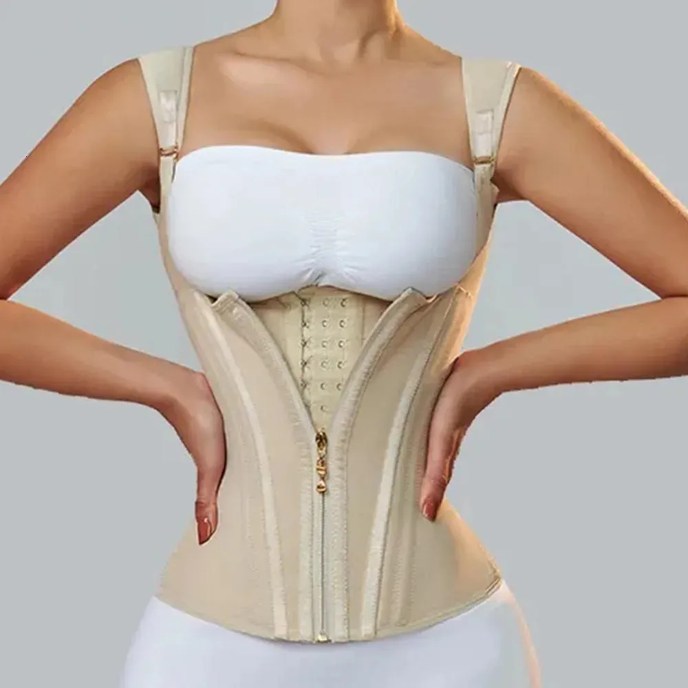 Fajas Cintura colombiana Extreme Gilet Platinum Edition Corsetto con zip e bottoni Top Vita Trainer Doppio controllo di compressione 231220