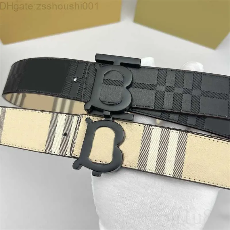 Luxury belt vintage plaid designer belts gold plated letter smooth buckle two sided cintura cowhide adjustable size pattern cotton PJ010 C23 G65W