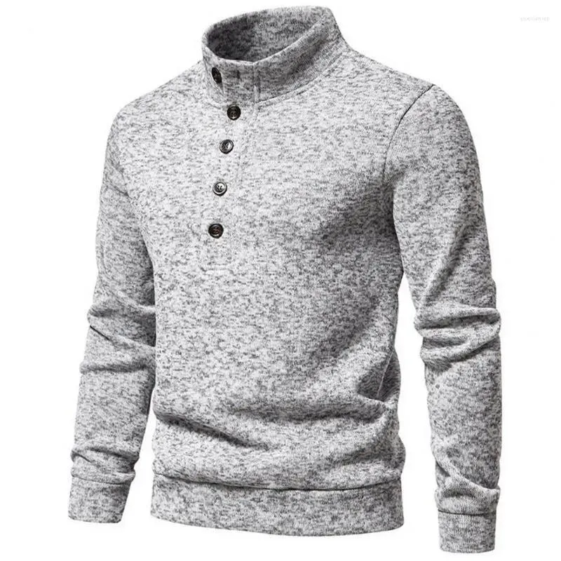 Maglioni da uomo Uomo Autunno Inverno Maglione tinta unita Dolcevita Bottoni Mezza apertura Maglia a maniche lunghe Maglia leggera con fondo