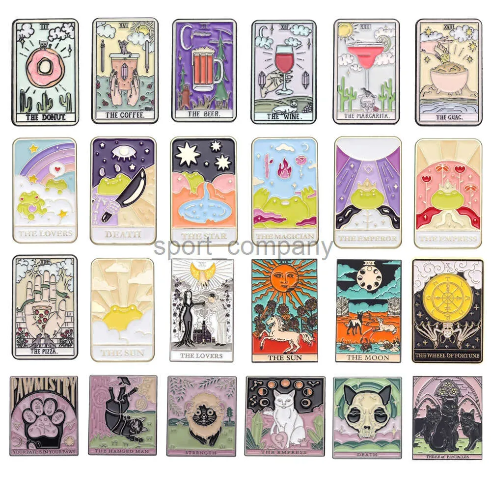 Creative Tarot Metal Brosch Donut Coffee Lover Beer Rainbow Frog Princess Pizza Moon Sun Black Cat Badge Punk LAPEL PINS smycken