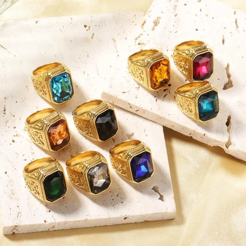 Cluster Rings Accessories Fashion Large Crystal Gemstone For Women Wedding Gifts Luxury Designer Jewelry Wholesale Items Anillos