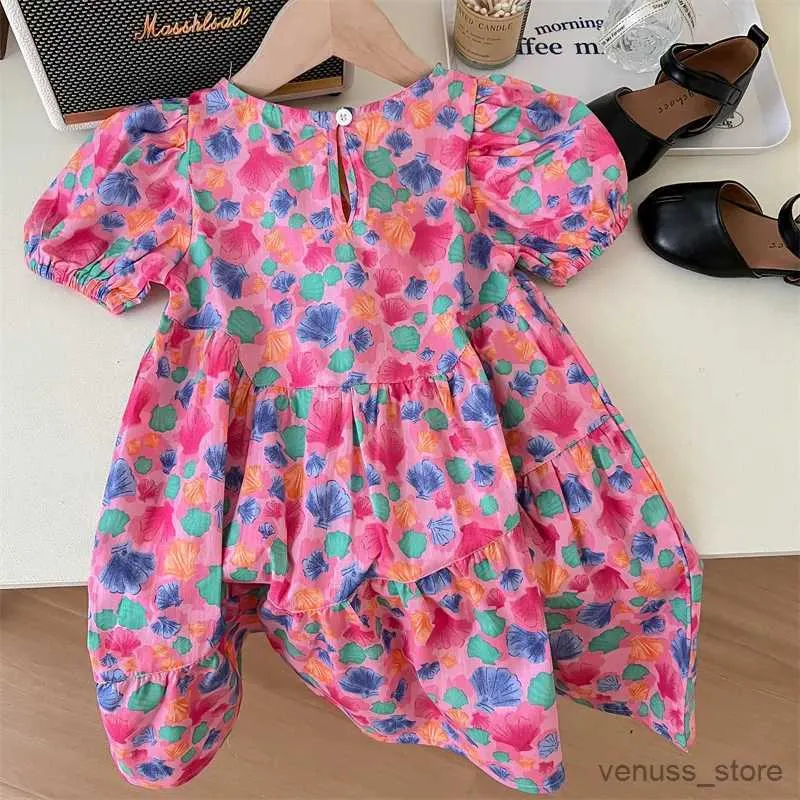 Mädchenkleider Mädchen süße Prinzessin Kleid Kinder Baby Kinder Sommer Kind Kurzarm Blumenblumen Vestidos