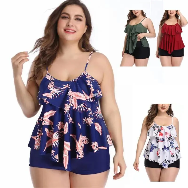 wear Women Plus Size swimwear TwoPiece over size Swimdress Lady Swimsuit Swimming Dress High Waist Bathing suit