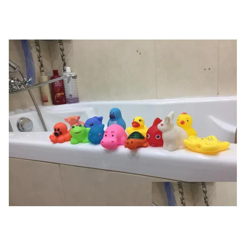 Baby Toy Mixed Animals Swimming Water Toys Colorf Soft Floating Rubber Duck Squeeze Sound Squeaky Bathing Toy For Baby Bath Drop Deliv Dhaxw