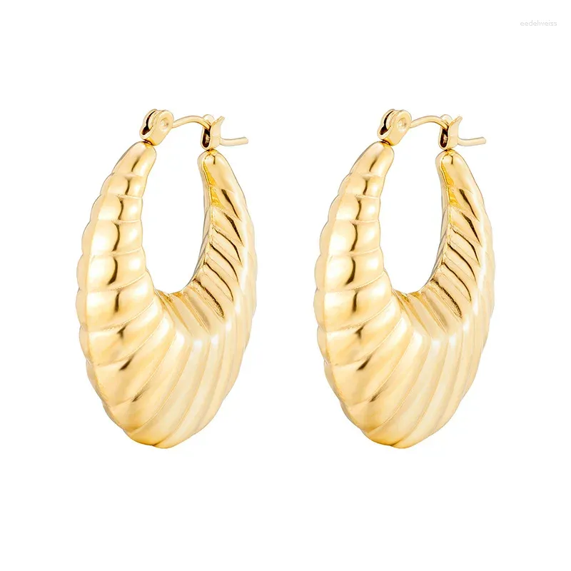 Hoop Ohrringe Vintage Gold Farbe Chunky Streifen Huggie Für Frauen Edelstahl Halb Hoops Schmuck Großhandel Aretes De Mujer