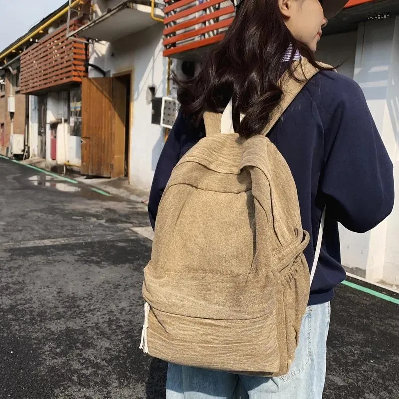 Рюкзак винтажный из стираного денима, женская дорожная сумка, школьная сумка для девочек-подростков и мальчиков, однотонная сумка для книг Mochila