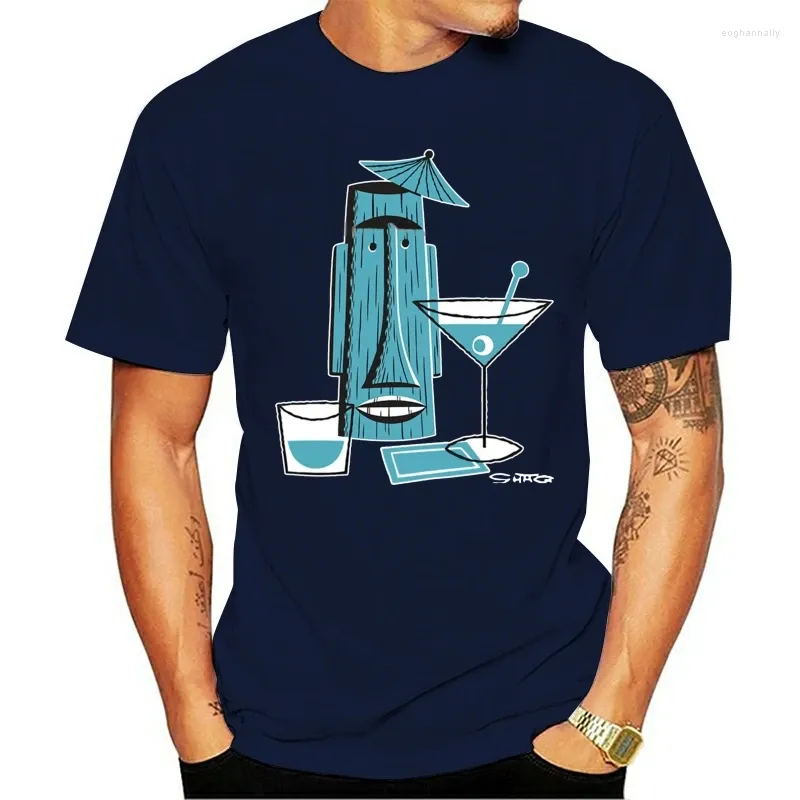 Men's T Shirts Posterpop Shag Turquoise Tiki Drink T-shirt Navy Blue 2023 Arrival Men Shirt Coat Clothes Tops