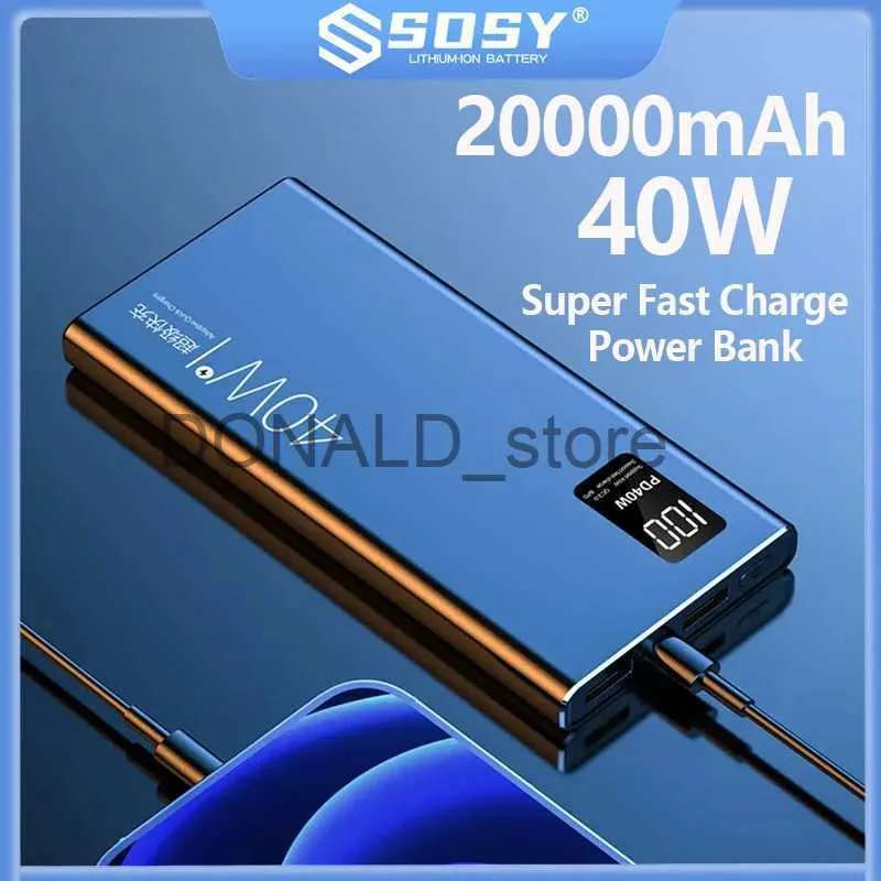 Powerbanks voor mobiele telefoons 20000 mAh Power Bank 40 W Supersnel opladen Draagbare batterij met grote capaciteit voor iPhone Xiaomi Huawei Powerbank met digitaal display J231220