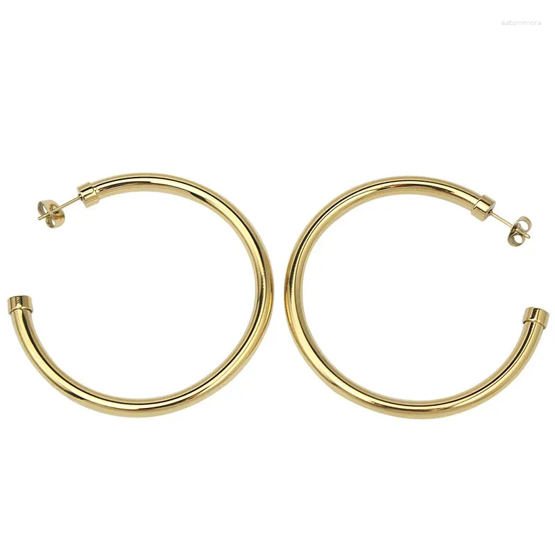 Hoop Earrings Women's Customized Piercing Hood Earring Fashion Stainless Steel Smooth Big Circle Female Jewelry Accessories Gifts