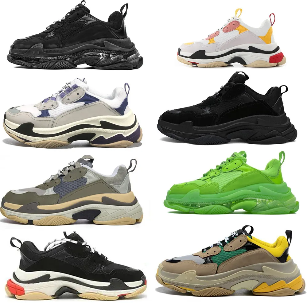 Alta calidad triple s hombres mujeres zapatos de diseñador zapatillas de deporte zapatos casuales de diseñador zapatillas de plataforma suela transparente Royal Neon Green zapatillas de deporte para hombre Zapatillas de tenis zapatos hombres