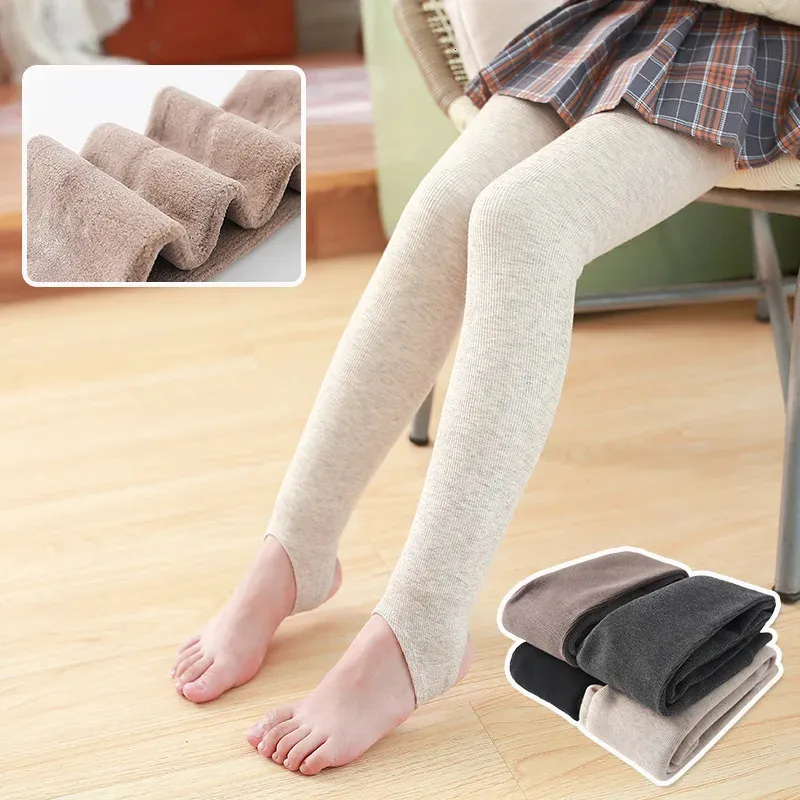 Leggings Strumpfhosen Herbst Winter Fleece Mädchen Strumpfhosen Verdicken Strumpf Für Mädchen Strumpfhosen Kinder Warme Kid Pantys Tanz Kleinkind Strumpfhosen Schule kleidung 231219