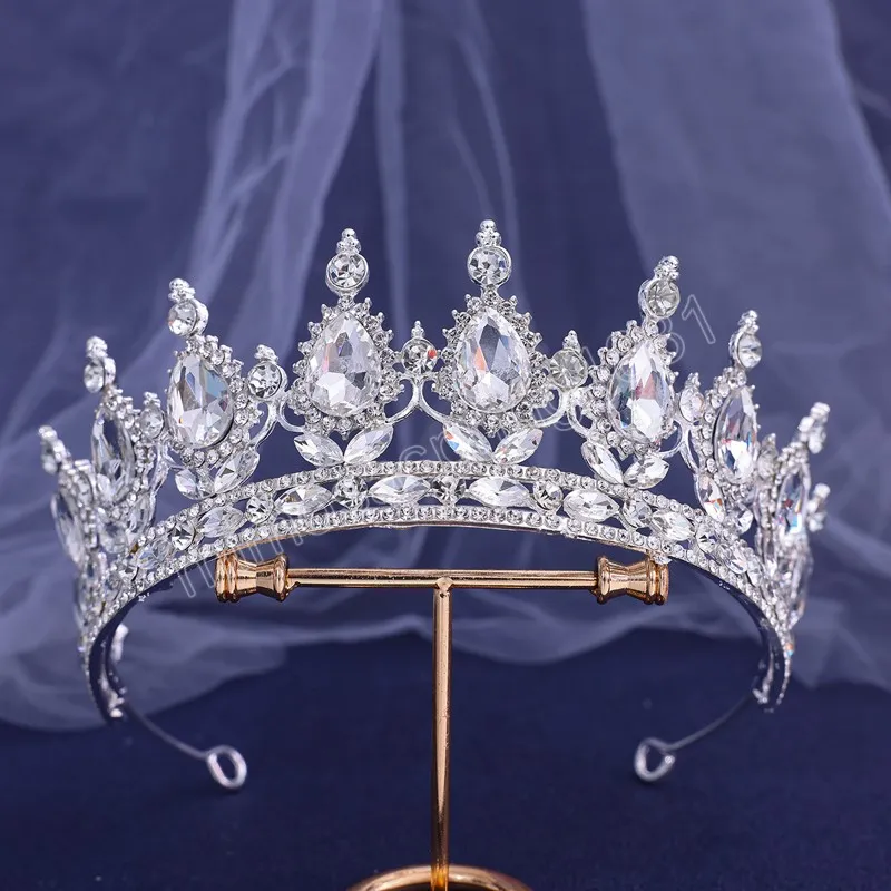 Princesa completa rosa vermelha cristal tiara coroa para mulheres meninas casamento elegante vestido de noiva festa jóias acessórios