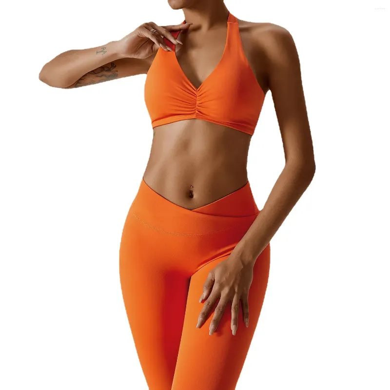 Set attivi Set da yoga europeo e americano transfrontaliero da donna elastico con bella schiena nuda tuta da fitness traspirante ad asciugatura rapida