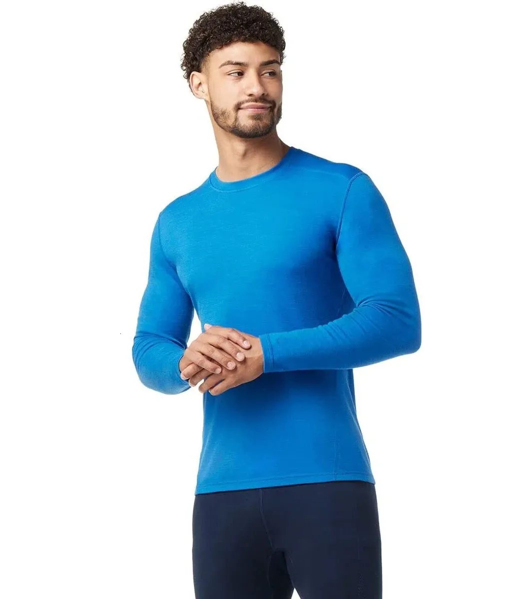 Sous-vêtements thermiques pour hommes Couche de base en laine mérinos pour hommes 100% laine mérinos Chemise mérinos pour hommes 180G Chemises d'équipage LS Sous-vêtements thermiques Top Baselayer de tous les jours 231220