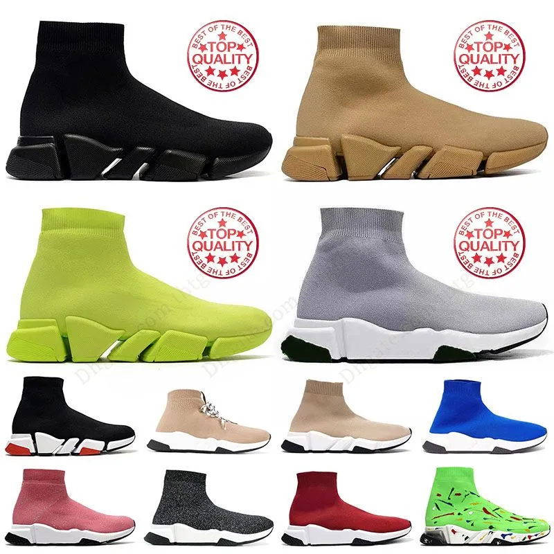 SpeedTrainer 2.0 Sockskor för män Kvinnor Soft Cushion Clear Sole Red Designer Sneakers Black and White Vintage Beige Australia Boot Walk Runner Speed ​​Trainers