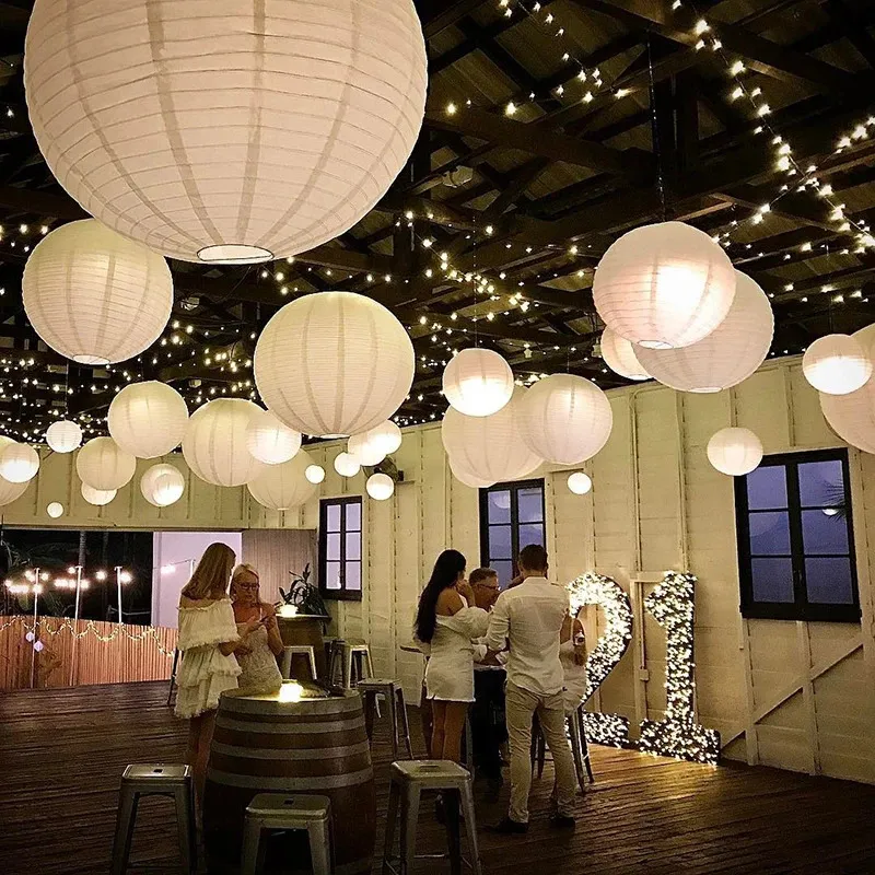Rossesay 2 Sets Jumbo 30 Inch White Paper Lanterns With 20ft Lamp Cords - DIY Hanging Lights For Party Decor - View #7