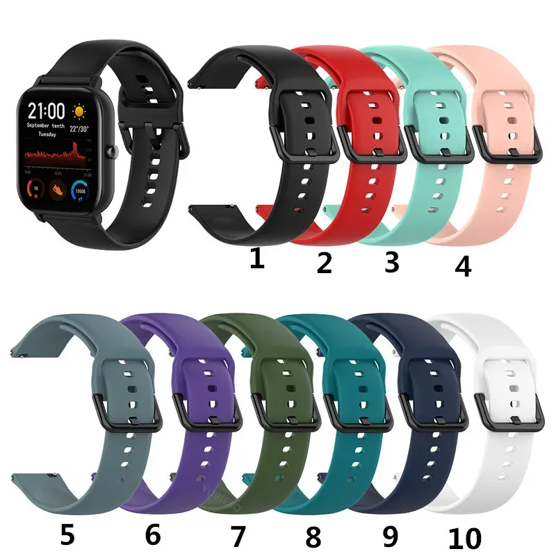 Sport Silicone Watchband Rem för Xiaomi Huami Amazfit GTS/ GTR 42mm/ Bip Lite Samsung S2 Gear Sport Smart Watch Strap Armband Band LL LL