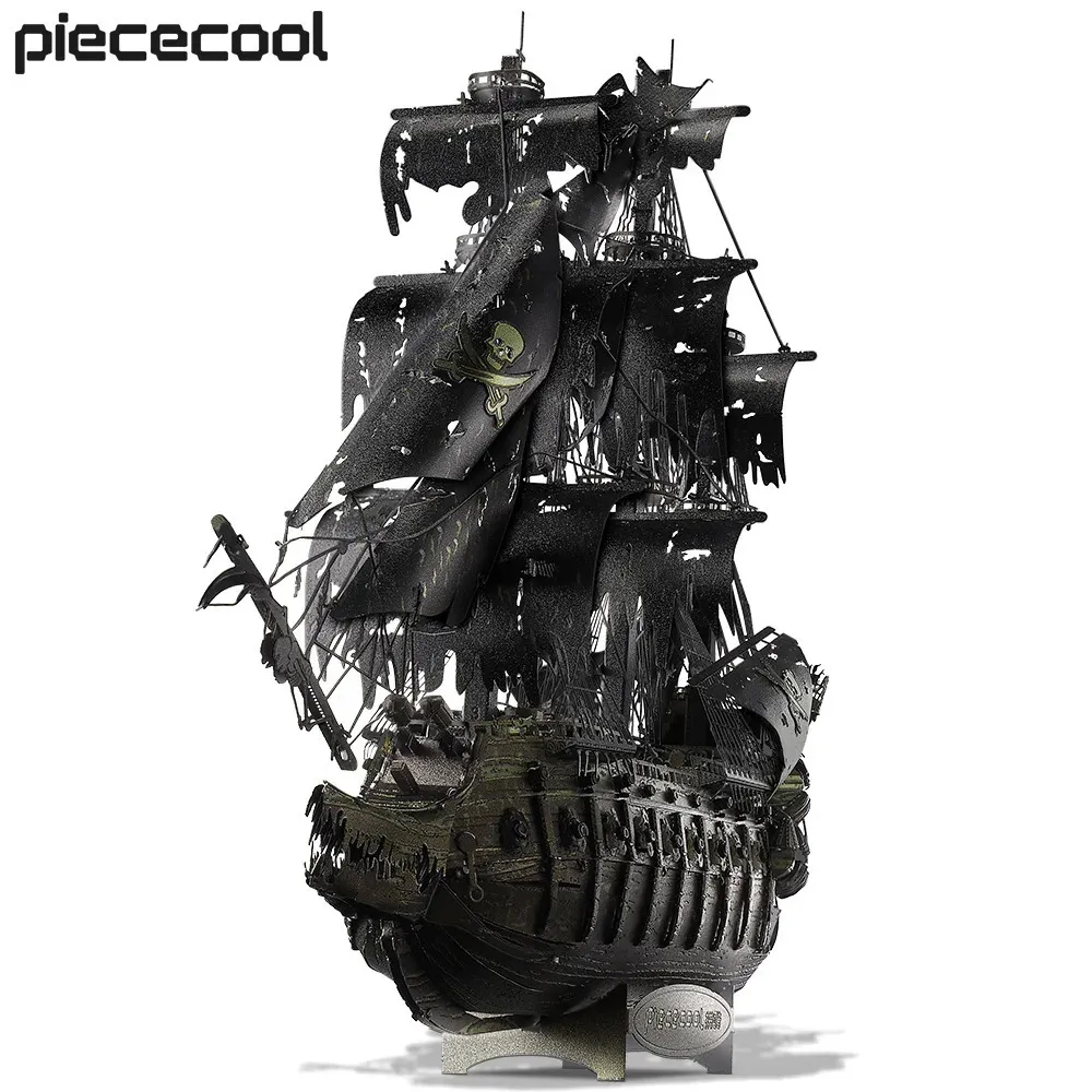 3D Puzzles Piececool Metal Puzzle The Flying Dutchman Model Building Kits Pirate Ship Jigsaw för tonåringar Brain Teaser Diy Toys 231219