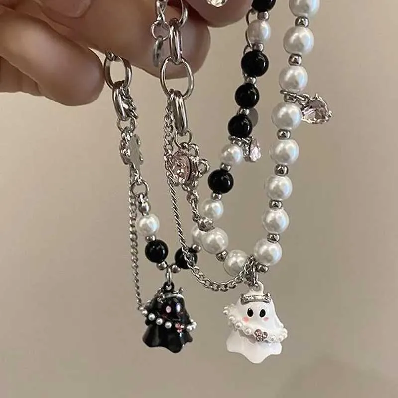 Charm Bracelets Y2K Trendy Gothic Aesthetic Black White Ghost
