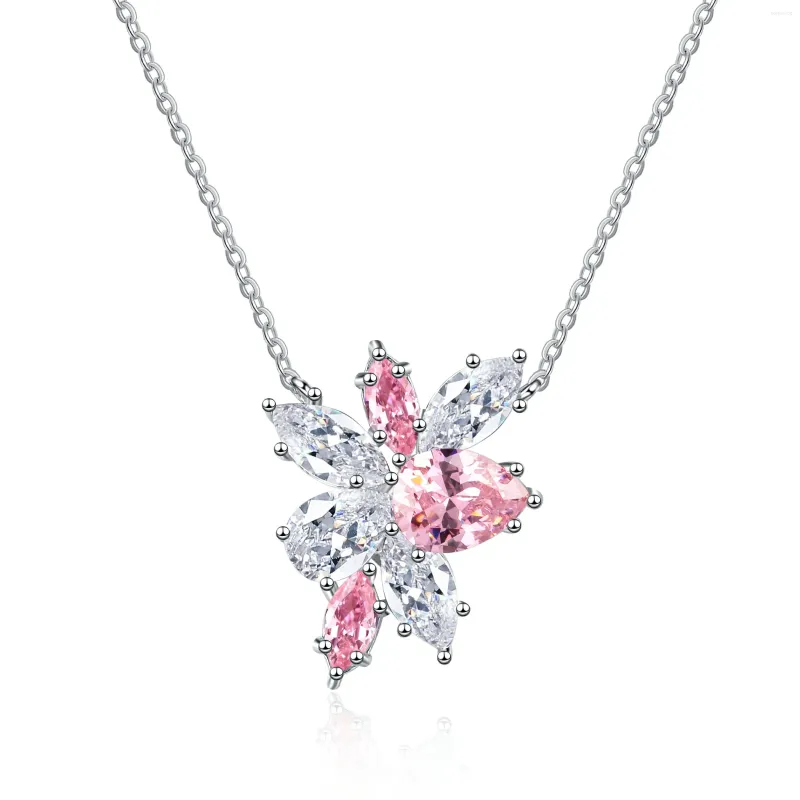 Correntes Colar Pink Sterling Silver Snowflake Colar requintado presente de aniversário para meninas