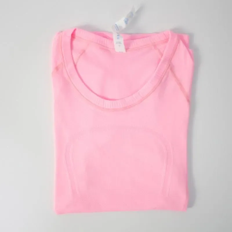 Lu-088 Women Yoga T-Shirts Women`s T-Shirt High-Elastic Breathable Running Top Quick Drying Seamless Short Sleeve Sport-Cycling Gym Wear lu good