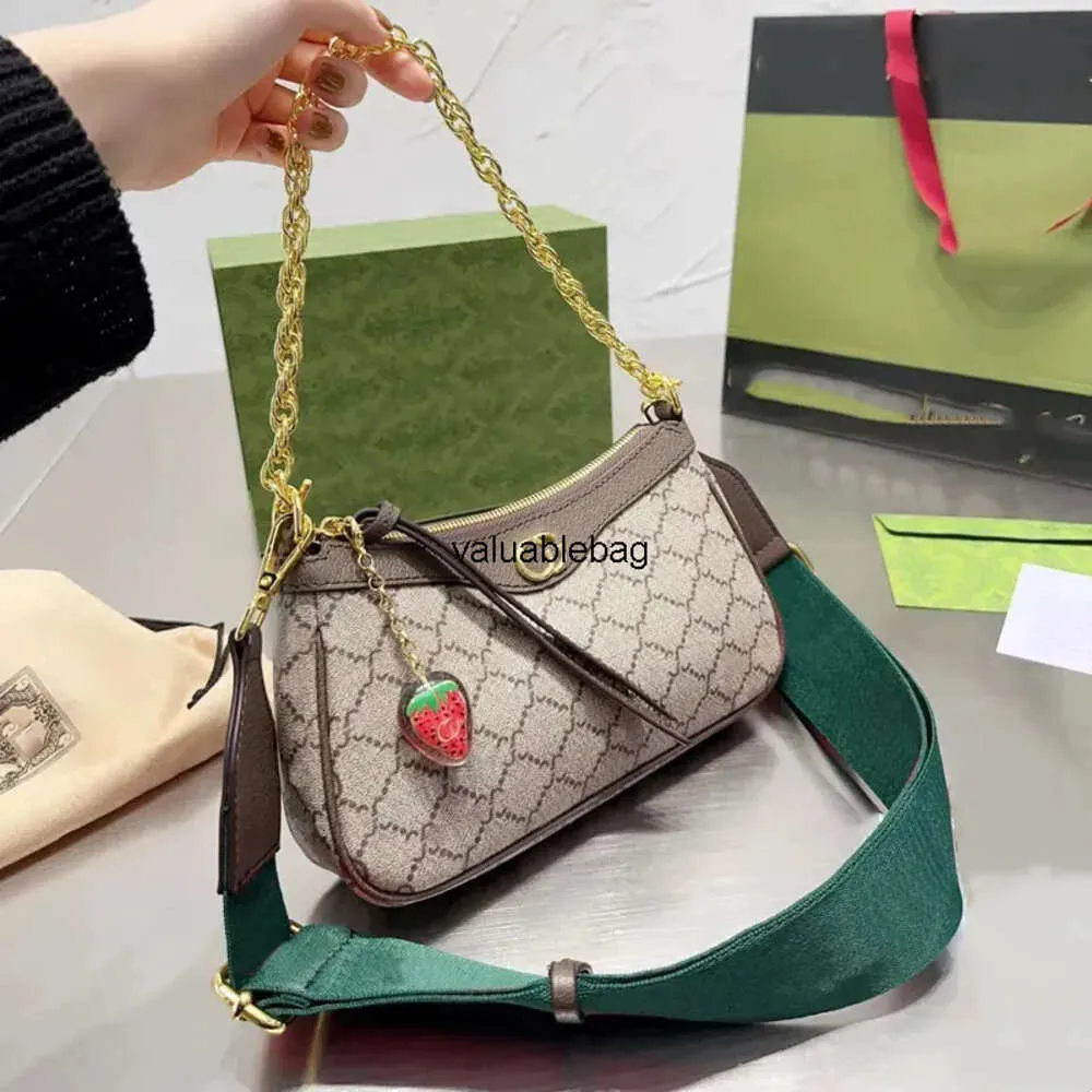 Дизайнерская сумка, женские сумки на ремне, сумки для девочек в форме полумесяца, роскошные брендовые женские сумки с клубничными буквами, бродяга, регулируемые красные и зеленые ремни, кошелек, кошелек