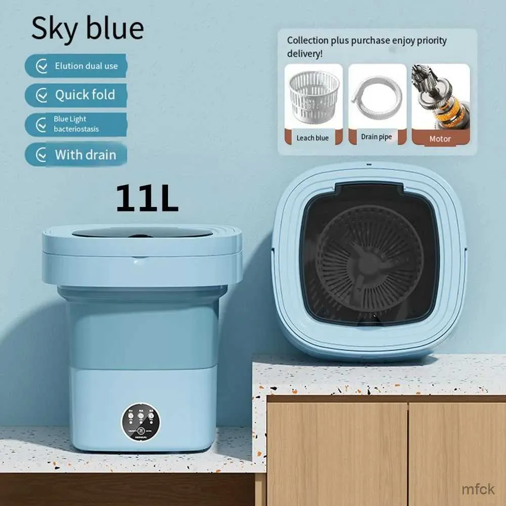 Mini Washing Machines 6L 11L Folding Portable Washing Machines with Spin Dryer Bucket Big Capacity for Clothes Travel Home Underwear Socks Mini Washer