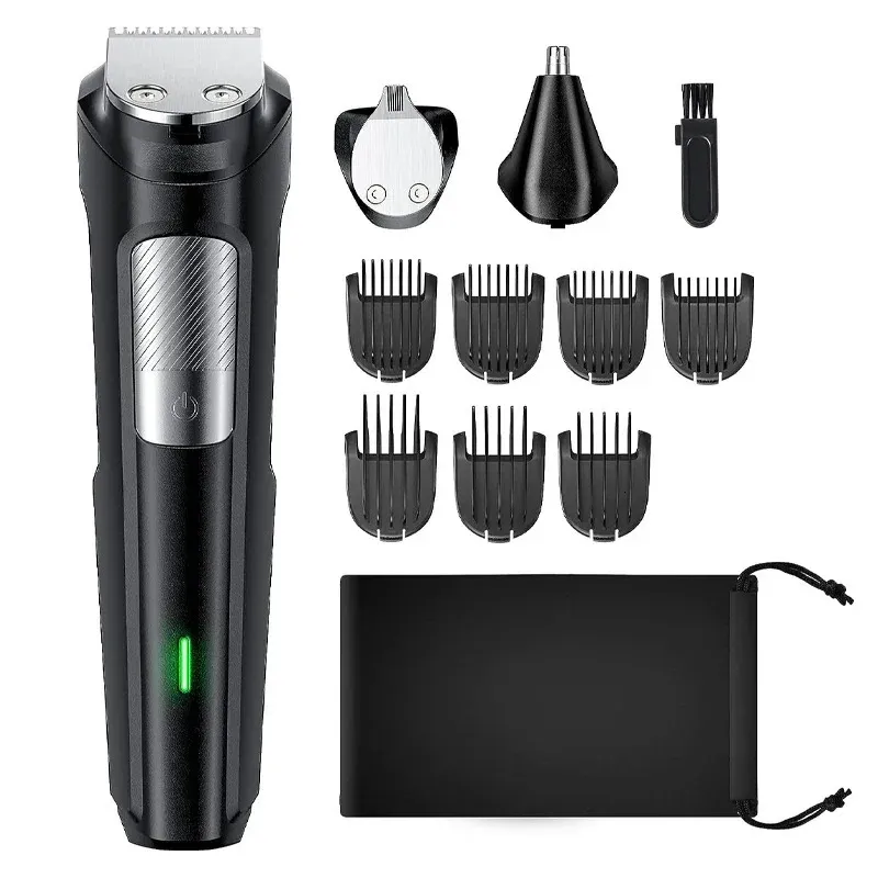 Beard Trimmer Hair Clipper för män allt-i-ett-mens grooming kit trådlöst uppladdningsbart hårtrimmer näsa trimmer elektrisk rakapparat 231220