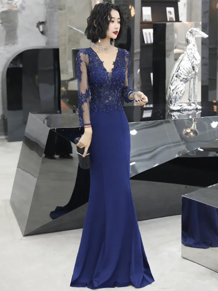 Banquet Evening Dress Women Nowy styl elegancki styl Elegancki rybakowy styl koronkowy celebrytka doroczne spotkanie Gospodarz Dignified and Atmospheric Prom Suknia